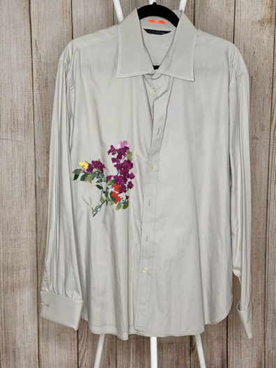 Flower Embroidered Dress Shirt
